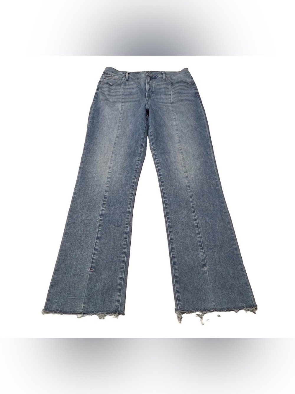 Express Jeans 90’s Slim Women’s Size 16R Denim Super High Rise Frayed Cuffs Slit